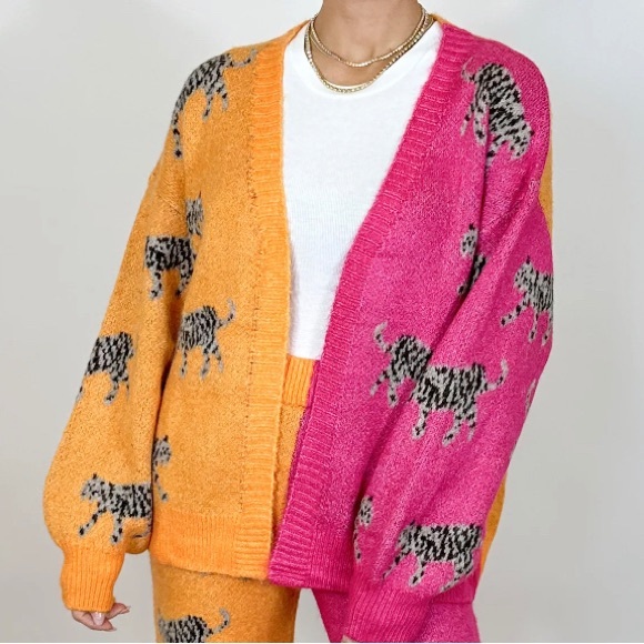 TALULAH Tops - NWOT Boutique Shop Talulah Size XL Colorblock Leopard Sherpa Cardigan